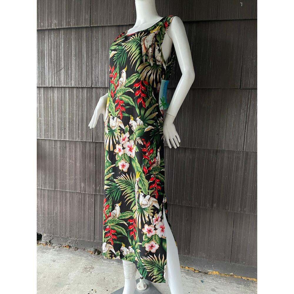 🔥NWT Jane Ashley Vibrant Cockatoo Hibiscus Tropical Hawaiian Resort Sundress S - Picture 2 of 13